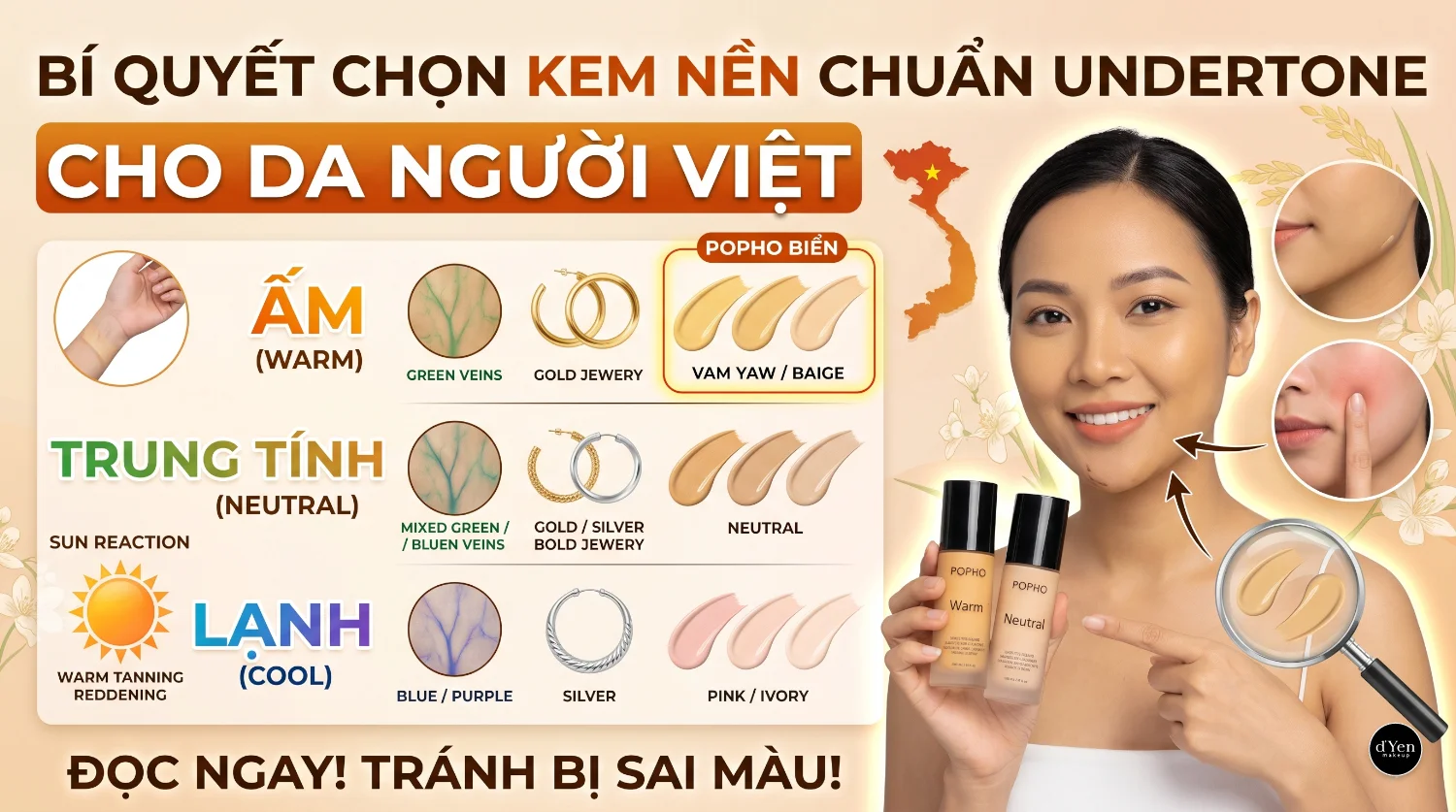 Cách chọn màu kem nền đúng undertone cho da người Việt – d'Yen Makeup