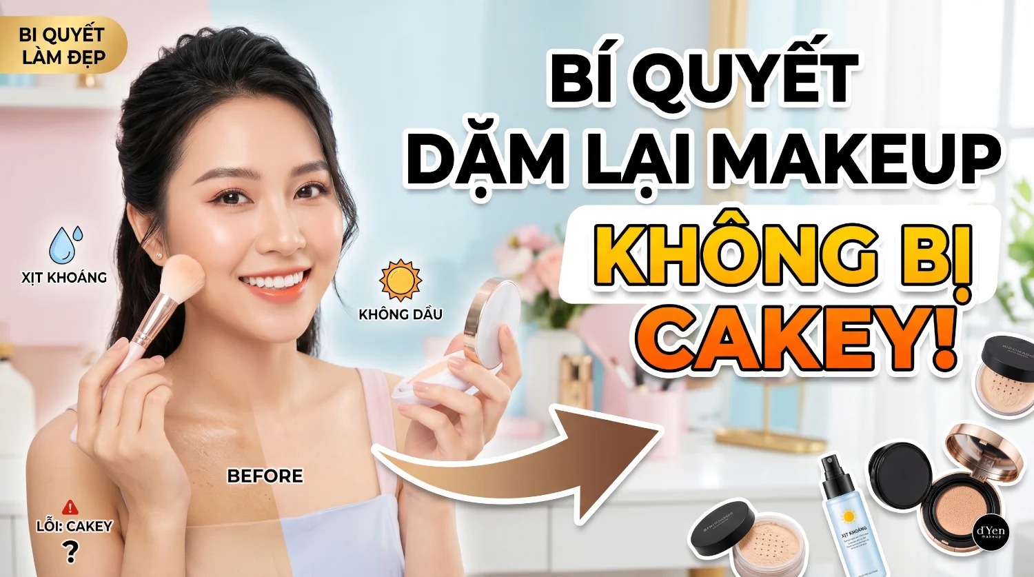 Cách dặm lại makeup sau nhiều giờ không bị cakey – d'Yen Makeup