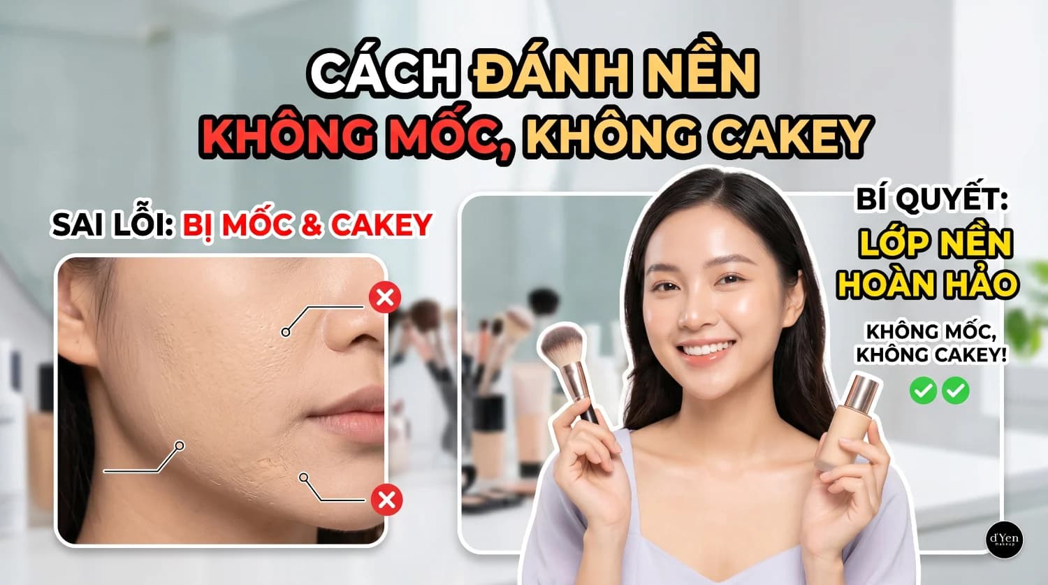 Cách đánh nền không mốc, không cakey và tự nhiên hơn – d'Yen Makeup