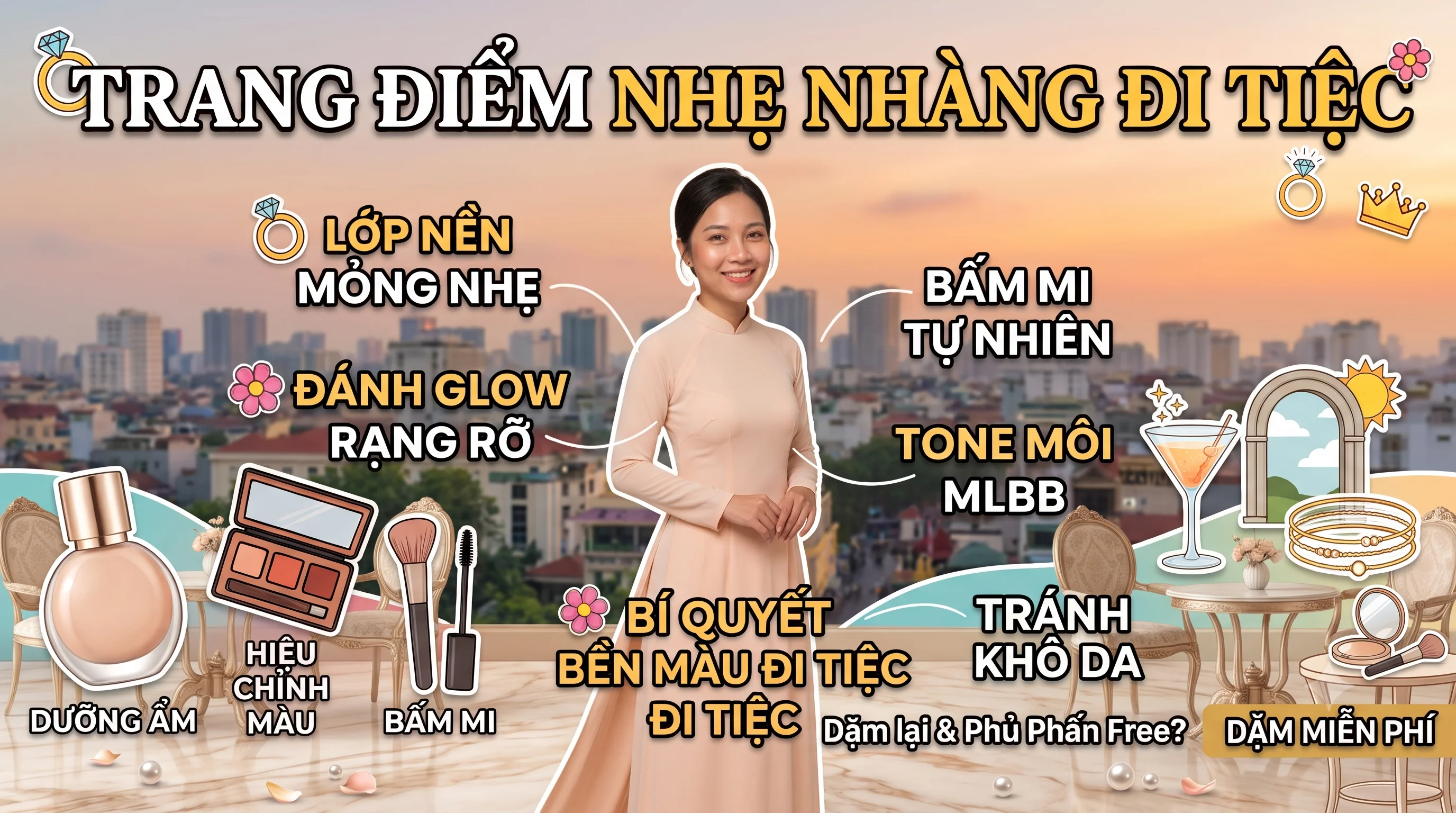 Trang điểm nhẹ nhàng đi tiệc đẹp vừa đủ, tự nhiên – d'Yen Makeup