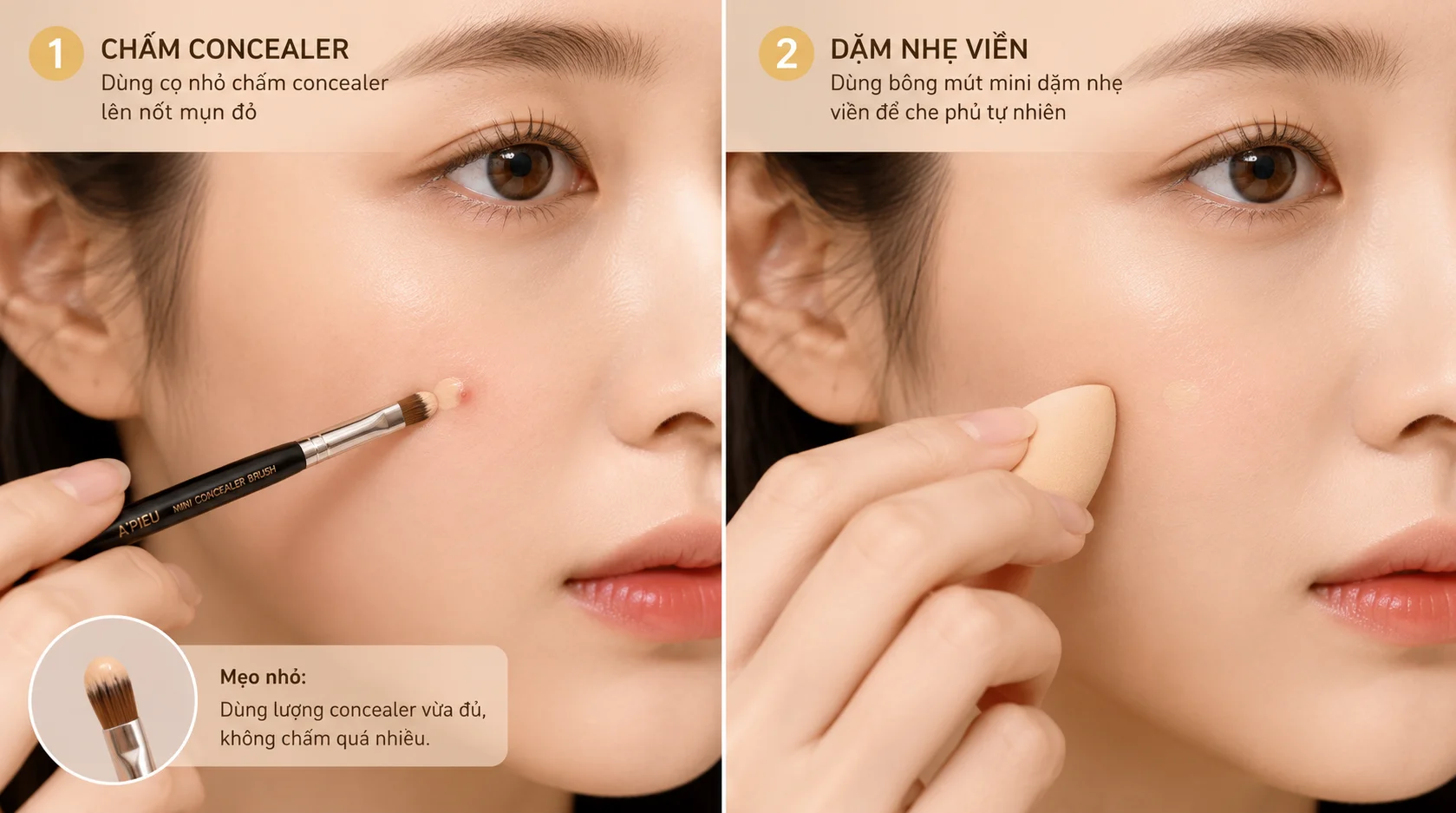 Cách che mụn đỏ bằng concealer