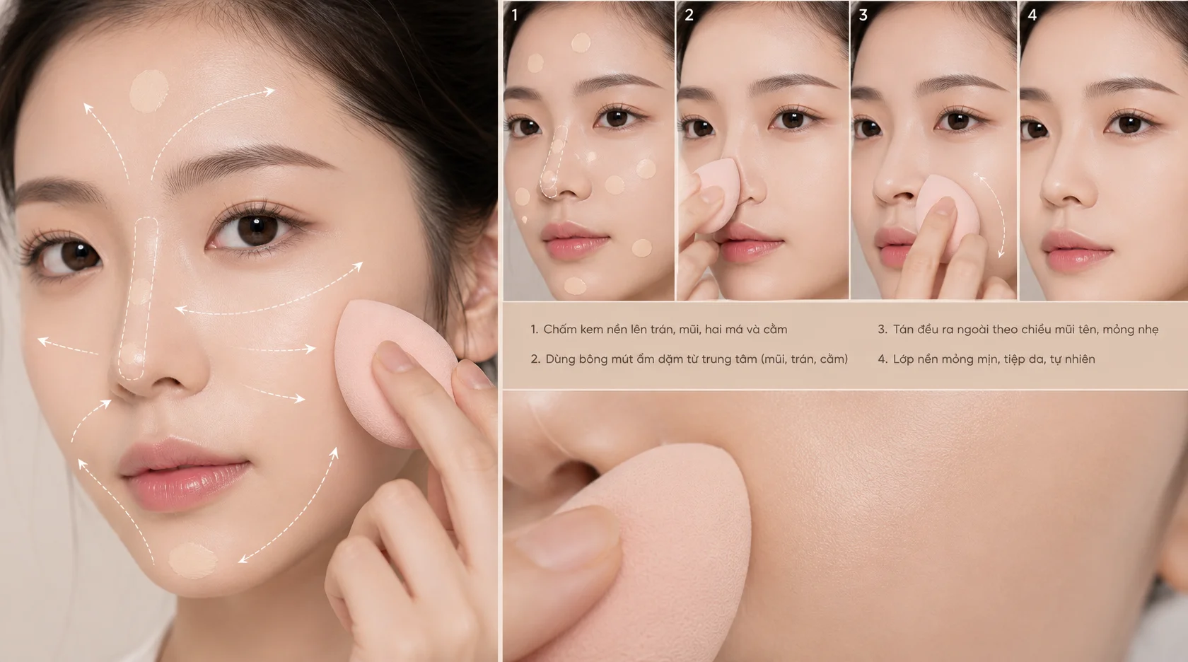 Tán kem nền mỏng từng lớp