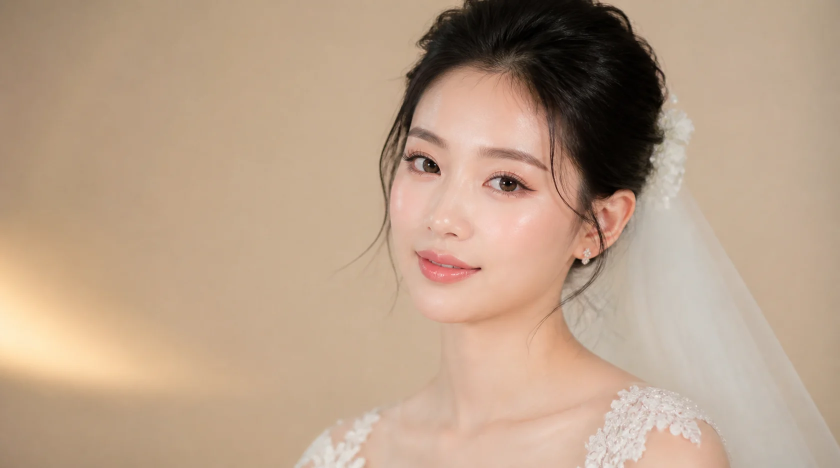 Cô dâu hoàn thiện lớp makeup với nền mịn và layout tự nhiên